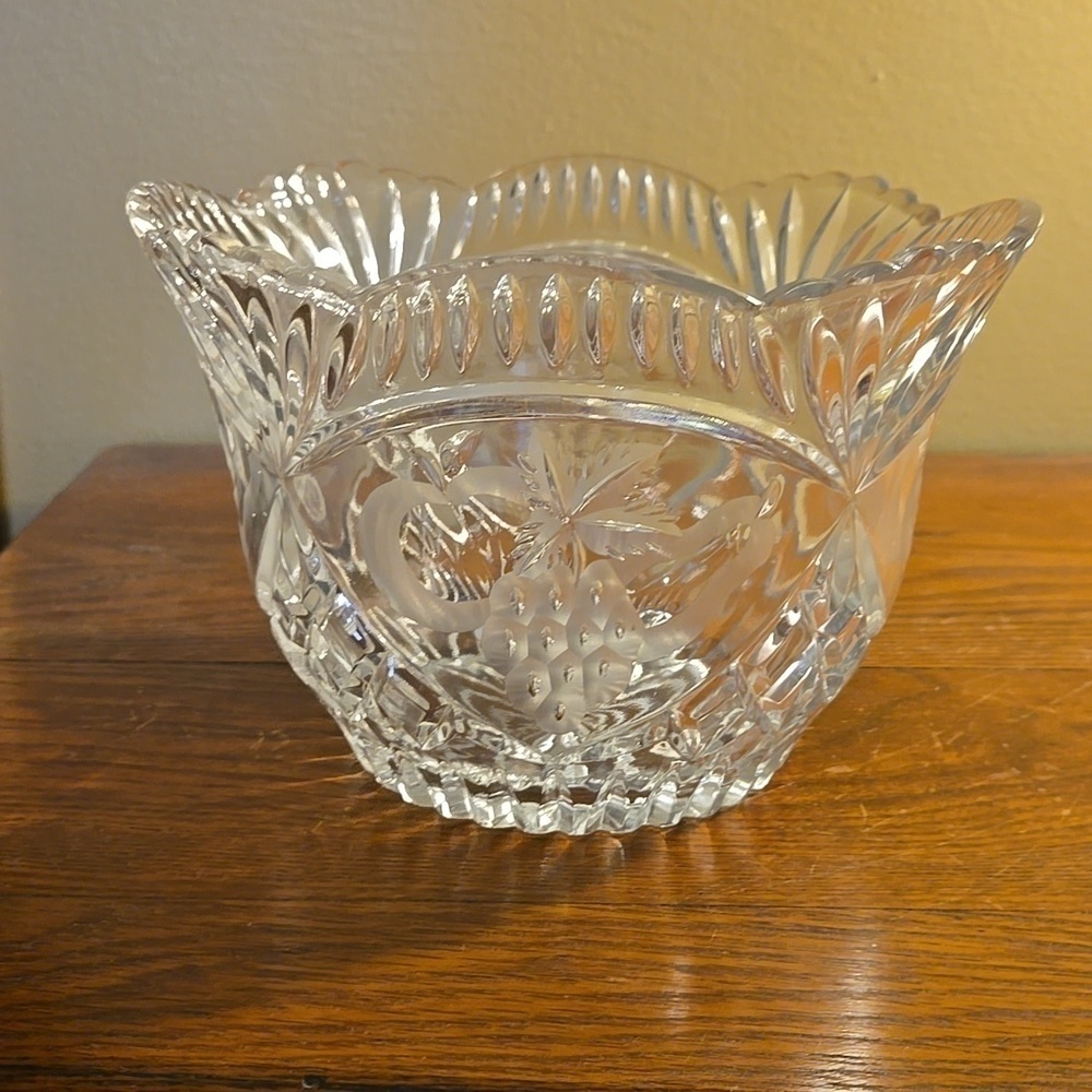 Large Vintage Crystal Grape Bowl